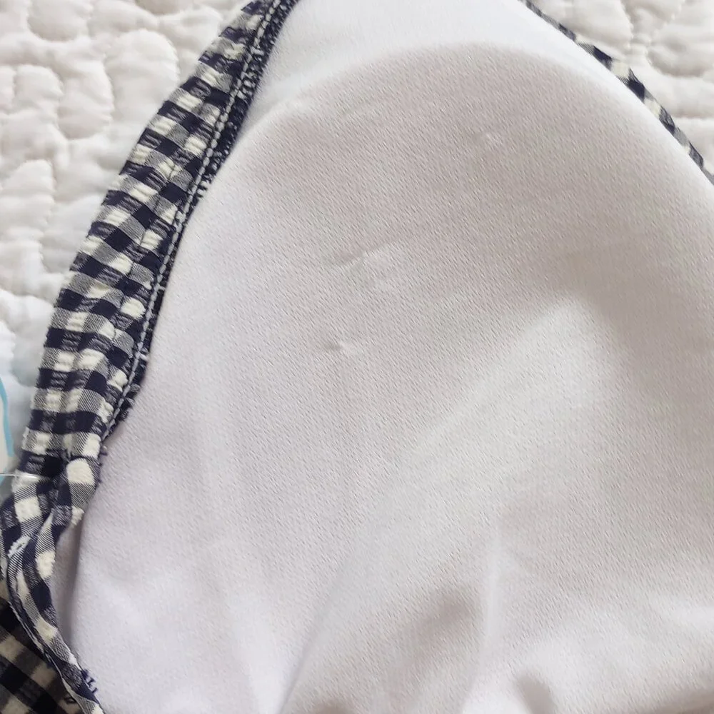 Draper James Navy Gingham Seersucker Draped Halter Swimsuit - Picture 10 of 10